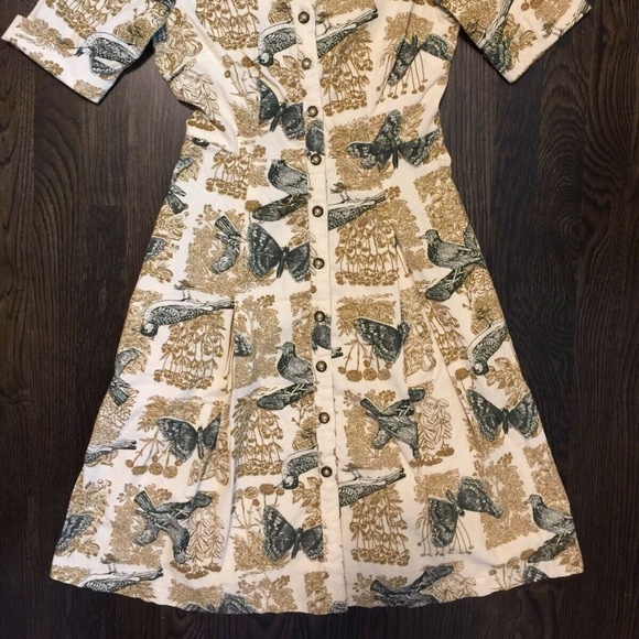 GIRLS FROM SAVOY Butterfly/Bird Shirtdress Pinwale Corduroy anthropologie - Picture 6 of 9